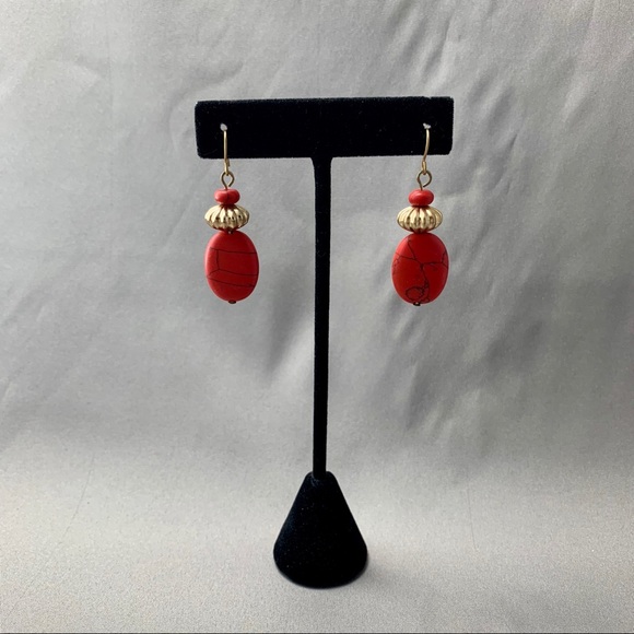 F1-75 Chaps/Drop/Red/Statement/Earrings - Picture 2 of 4